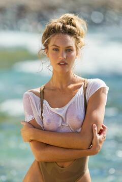 Candice Swanepoel in wet see through top