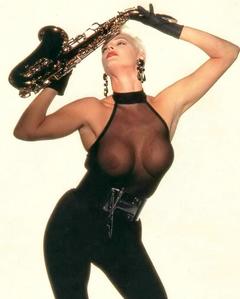 Busty Brigitte Nielsen in see through top