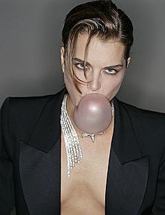 Brooke Shields with bubble gum