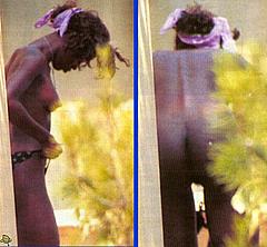 Naomi Campbell caught nude on a beach