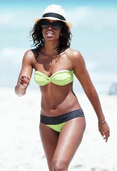 Kelly Rowland in bikini on beach in Miami