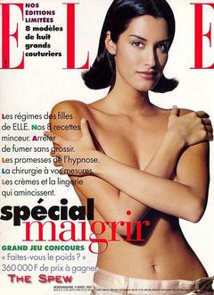 Canadian supermodel Yasmeen Ghauri topless cover her tits for Elle Magazine