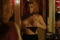 Pascale Drevillon topless in a mirror at Pre-Drink