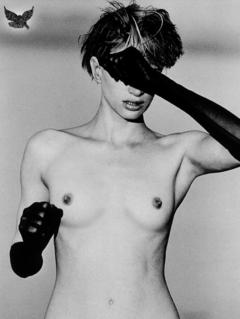 Kristen McMenamy topless black-&-white image