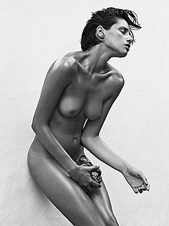 Aida Becheanu fully nude black-&-white photo