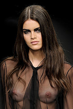 Kamila Hansen runway see through to nipples at John Richmond fashion show