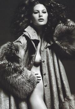 Catherine McNeil nude boob black-&-white image