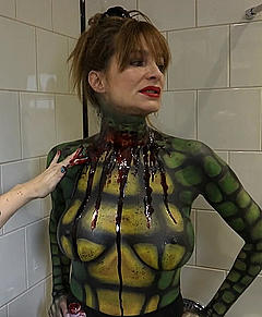 Alexandra Kamp topless bodypainting in Brisant
