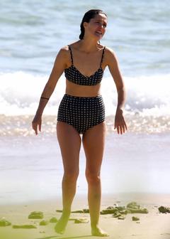 Rose Byrne at the beach in Byron Bay, Australia in a bikini