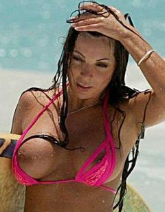 Coralie Revel boobs popping out from bikini bra