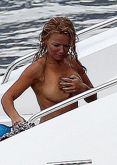 Geri Halliwell topless on a yacht