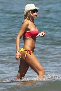 Ilary Blasi sexy in bikini candids at the beach Sabaudia