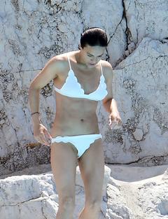 Michelle Rodriguez in white bikini at the Hotel du Cap-Eden-Roc in Cannes