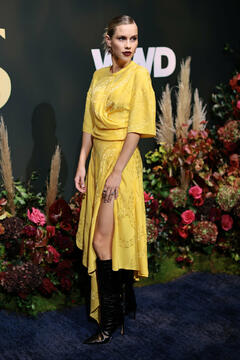 Claire Holt in yellow dress at 2022 WWD Honors Cipriani South Street New York City - October 2022