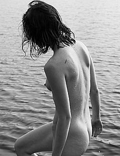 Ali Michael naked black-&-white image