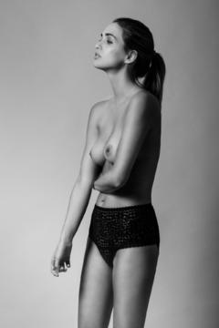 Camille Desbos topless black-&-white image by Henri Buffet