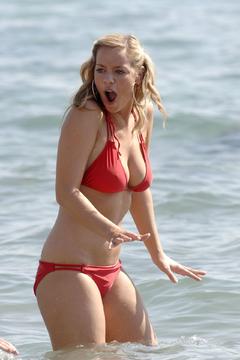 Liz McClarnon sexy in red bikini