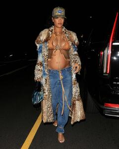 Rihanna shows off her belly bump while out to late night dinner at Giorgio Baldi restaurant, Santa Monica