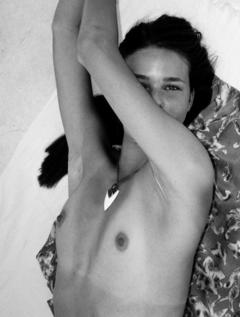 Andrea Smidt nude tits black-&-white image