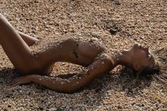Alexis Ren nude on a beach in St. Barths - January 2021