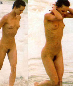 Vanessa Paradis fully nude on a beach paparazzi collage