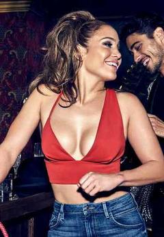 Jennifer Lopez cleavage in red top