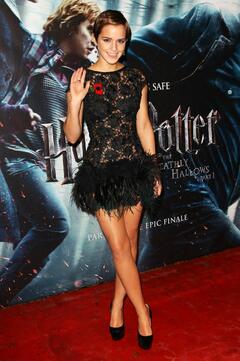 Emma Watson leggy in see through mini dress at Harry Potter and The Deathly Hallows World premiere in London