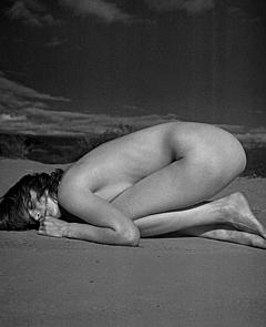 Guinevere van Seenus naked black-&-white photo