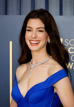Anne Hathaway in blue dress at 30th Annual Screen Actors Guild Awards, Los Angeles CA - February 2024