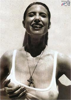 Mimi Rogers in wet see through top