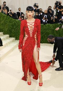Megan Fox legs and cleavage at the Met Gala in New York