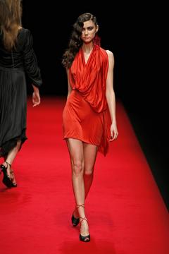 Ksenia Kahnovich sexy legs in short red dress