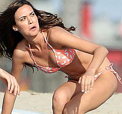 Odette Annable wearing a bikini on the set of Westside