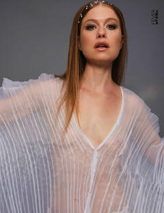 Genevieve Angelson sheer nips - Vulkan Magazine pink issue - December 2022