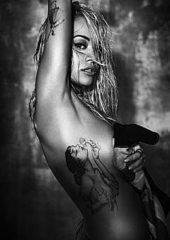 Rita Ora cober her nude tits at photoshoot for her single Body On Me