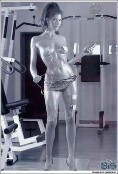 Pamela Prati topless with pasties black-&-white photo