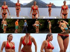 Erica Durance sexy in red bikini at Smallville