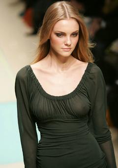 Caroline Trentini braless runway in see through dress