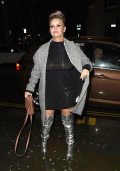 Kerry Katona braless in see through dress
