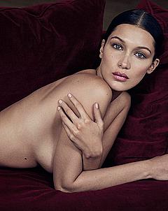 Bella Hadid lying undressed
