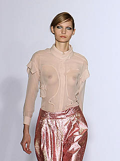 Karolin Wolter in see through top runway photo