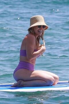 Hilary Duff in a bikini on a beach in Malibu