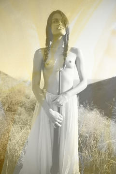 Rachael Lange smoking topless in nature