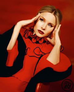 Kristen Bell in red dress for Refinery29 Magazine