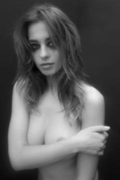 Deborah Ghys topless try to cover her breast