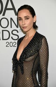 Rebecca Dayan braless in see through dress at the 2021 CFDA Fashion Awards at The Grill Room in New York