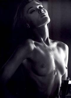 Carla Bruni topless and wet black-&-white photo