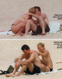 Cameron Diaz topless on a beach paparazzi collage