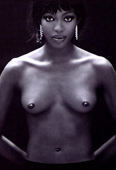 Black supermodel Naomi Campbell topless