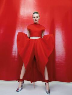 Elle Fanning in red for Elle, UK by Olivia Malone - May 2026